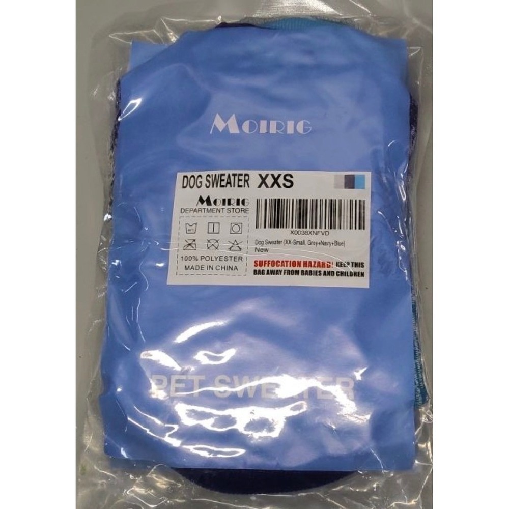 Moirig 3 Pack Dog Sweater XXS Small Puppy Clothes Grey Navy Blue Space Dye Knit - Picture 2 of 2